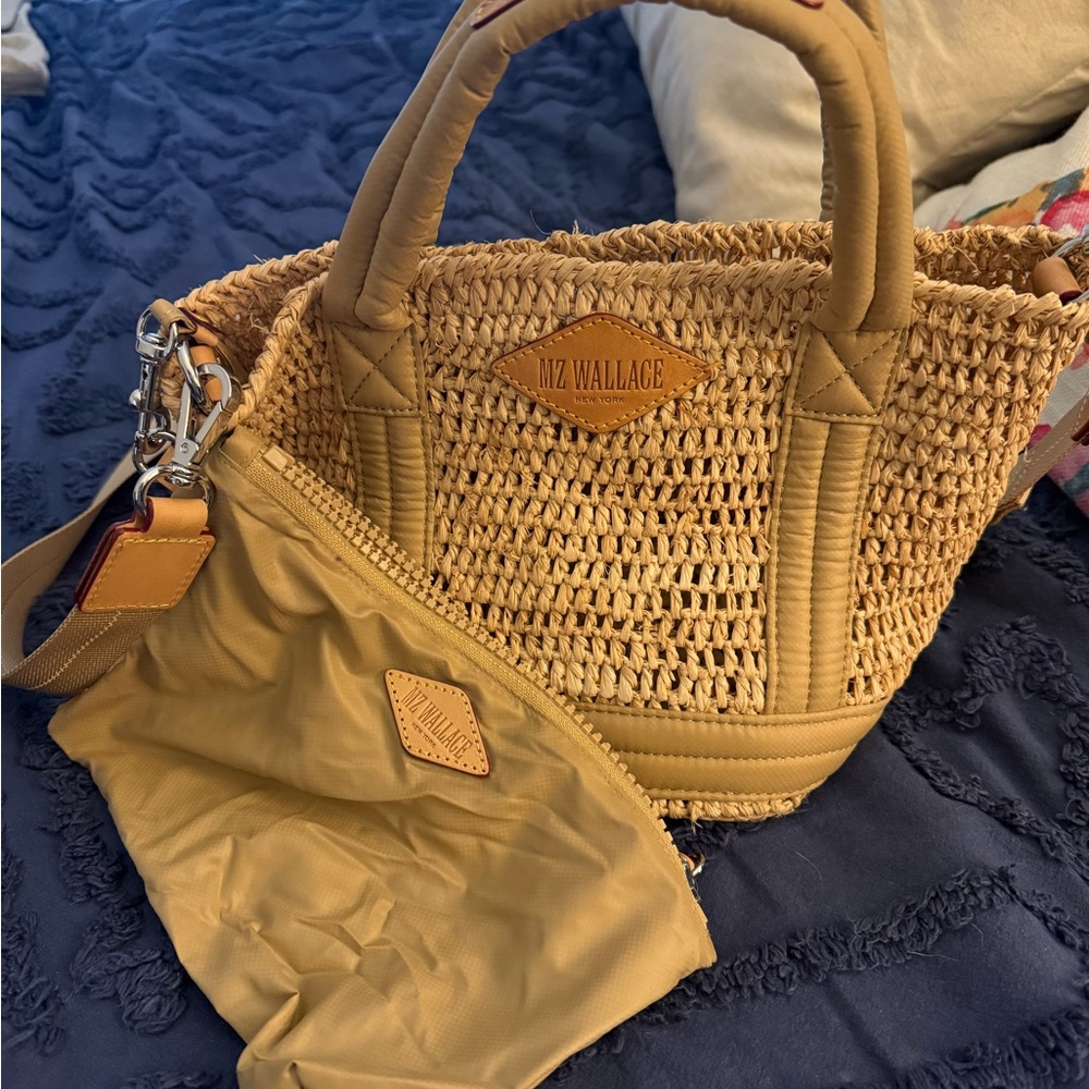 MZ Wallace Tan Crossbody Bag with Woven Design